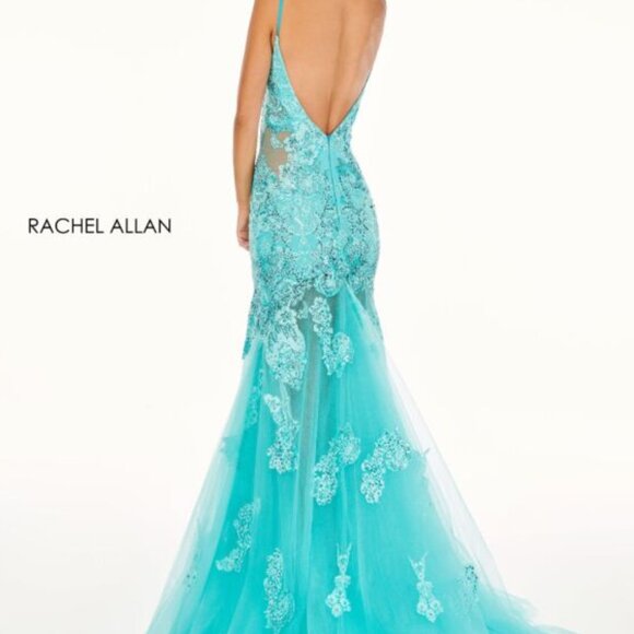 Rachel Allan Periwinkle Lace Mermaid Prom Gown 70275 - Picture 2 of 2